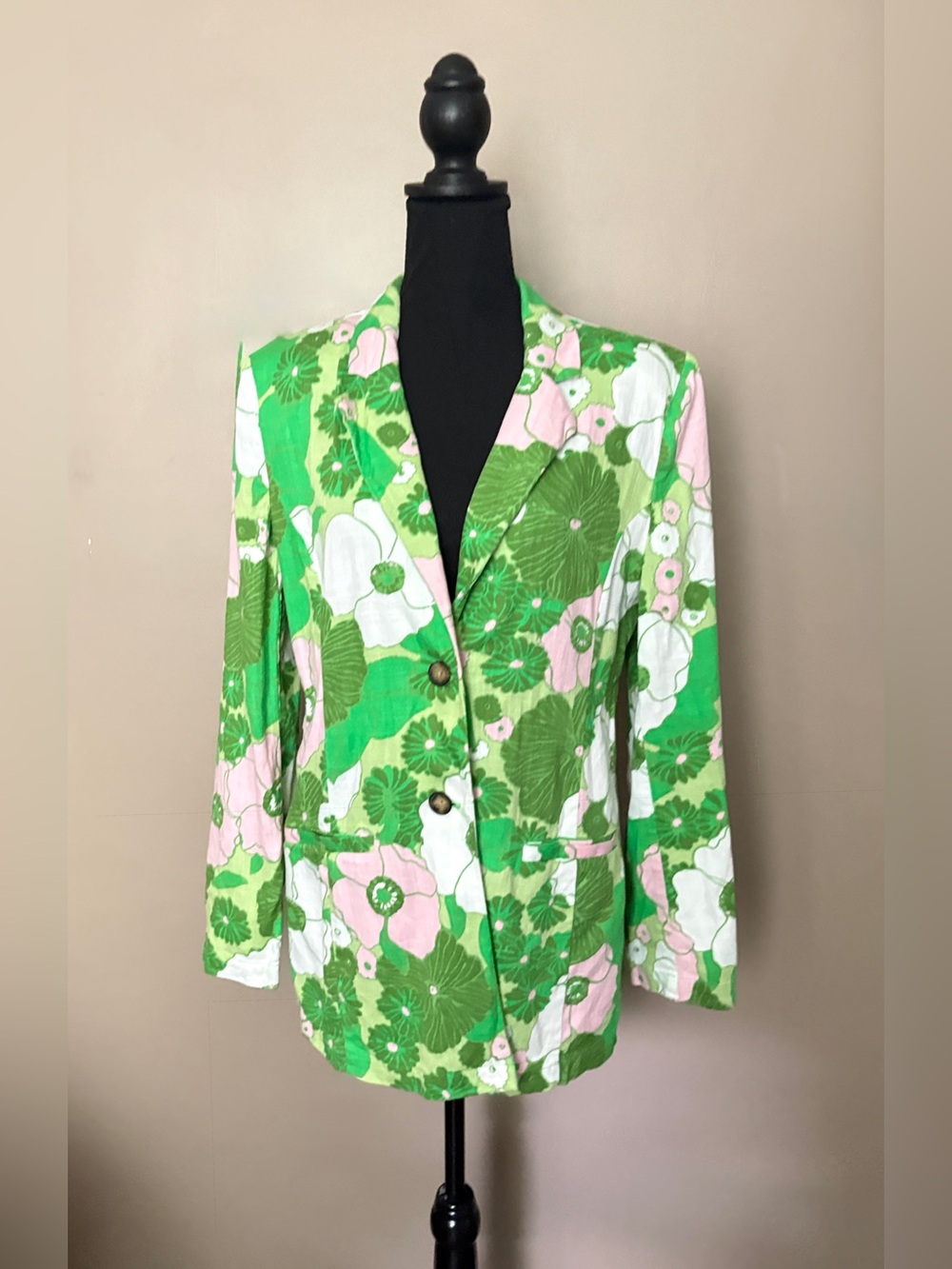 ASOS Design linen blazer suit jacket retro floral print NWOT s 8